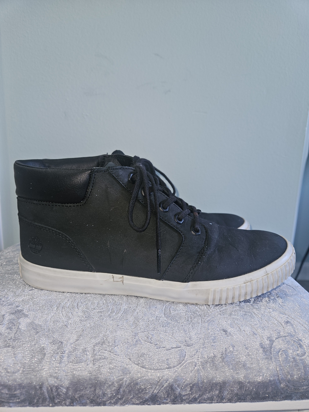 Timberland Women's Black High-Top Sneakers with White Sole